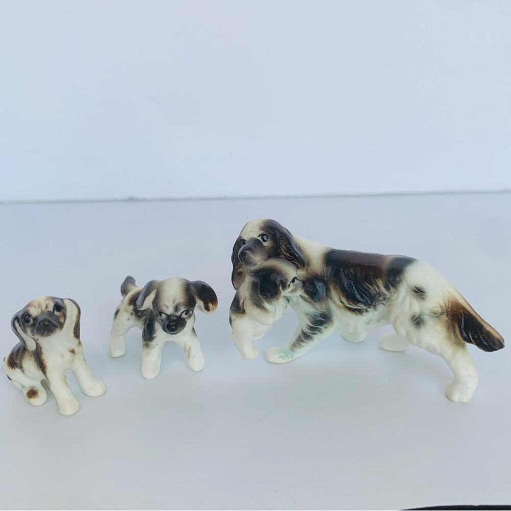 Vintage Miniature Cocker Spaniel Porcelain Figurines